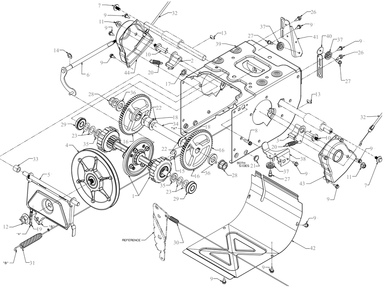 Transmission Diagram and Parts List for 2X24-INCH (31AM5CVR710)(2021) Cub Cadet Snow Blower